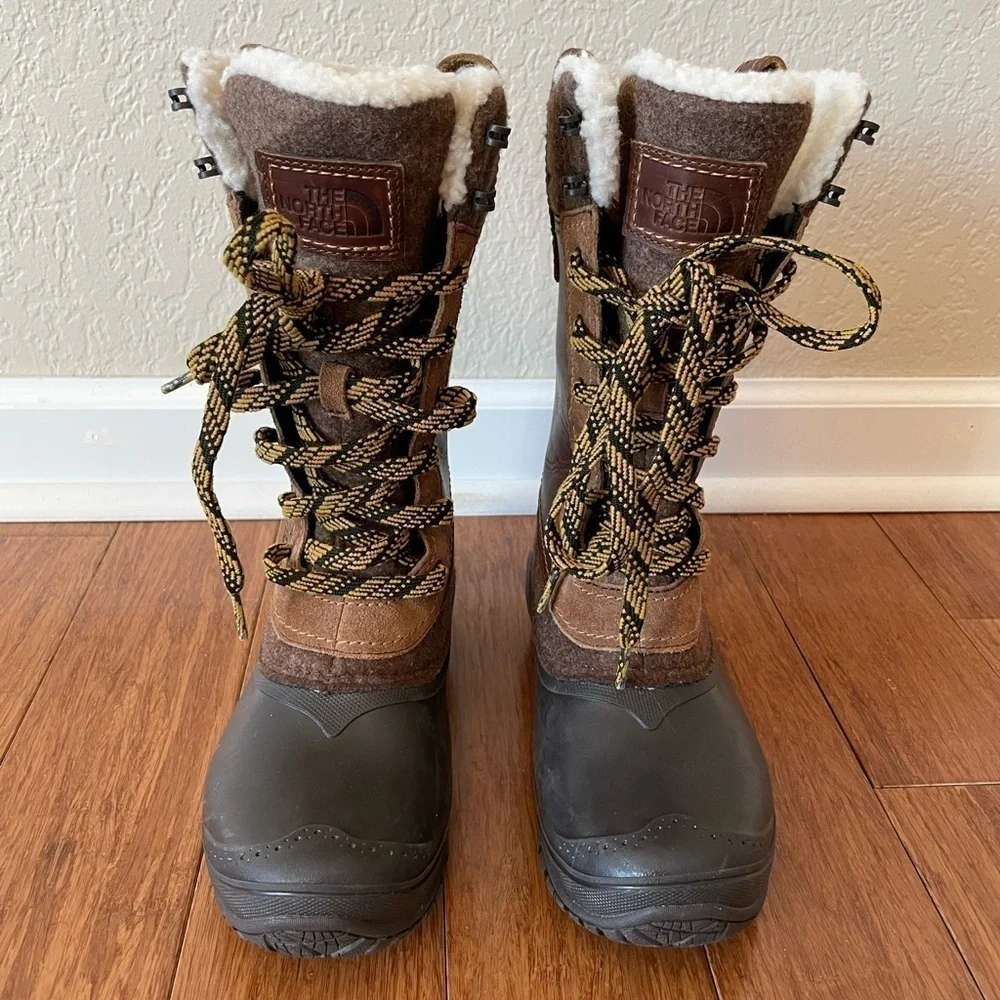 The North Face Brown & Gray Insulated Winter Rain Boots size 7